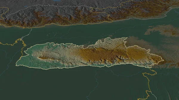 Ampliar Meghalaya Estado India Esbozado Perspectiva Oblicua Mapa Topográfico Relieve — Foto de Stock