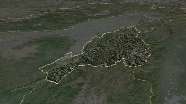 Ampliar Nagaland Estado India Esbozado Perspectiva Oblicua Imágenes Satélite Renderizado — Foto de Stock