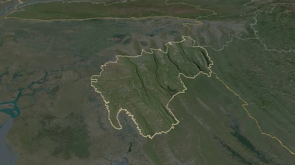放大特里普拉邦 印度邦 斜的角度 卫星图像 3D渲染 — 图库照片
