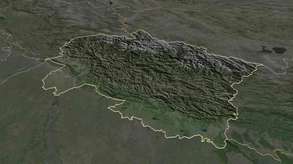 Zoom Sur Uttarakhand État Inde Décrit Perspective Oblique Imagerie Satellite — Photo