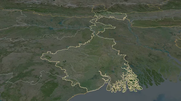 西ベンガル州 インド のズームアウト 嘘の見方だ 衛星画像 3Dレンダリング — ストック写真