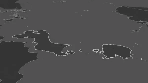 Powiększ Bangka Belitung Prowincja Indonezja Przedstawione Perspektywa Ukośna Dwupoziomowa Mapa — Zdjęcie stockowe
