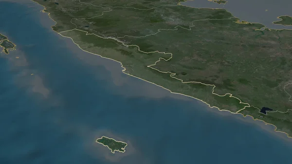 Zoom Bengkulu Provincia Dell Indonesia Delineato Prospettiva Obliqua Immagini Satellitari — Foto Stock