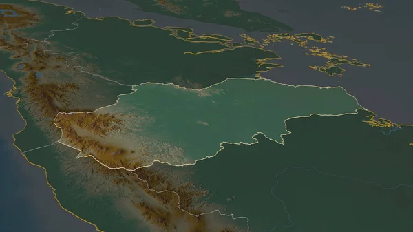 Powiększ Jambi Prowincja Indonezja Zarysowane Perspektywa Ukośna Mapa Pomocy Topograficznej — Zdjęcie stockowe