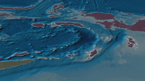 Ampliar Maluku Provincia Indonesia Esbozado Perspectiva Oblicua Mapa Coloreado Tocado — Foto de Stock