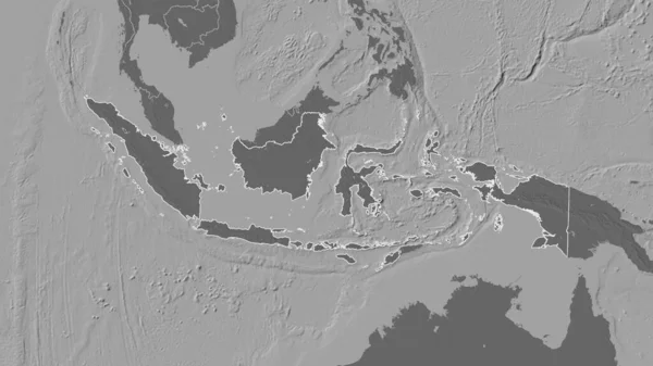 Визначена Форма Території Індонезії Мапа Висот Поверхневими Водами Візуалізація — стокове фото