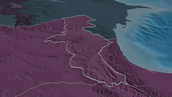 Zoom Ardebil Provincia Dell Iran Delineato Prospettiva Obliqua Mappa Colorata — Foto Stock