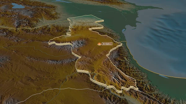 Увеличь Изображение Ардебиля Провинция Иран Непристойная Перспектива Карта Рельефа Поверхностными — стоковое фото