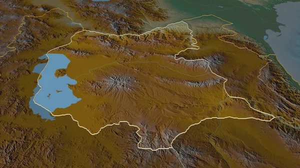 Ampliar Sobre Azarbaijan Oriental Provincia Irán Esbozado Perspectiva Oblicua Mapa — Foto de Stock