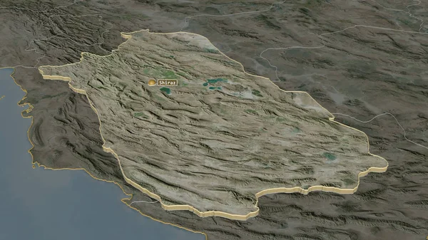放大法尔斯 伊朗省 斜的角度 卫星图像 3D渲染 — 图库照片