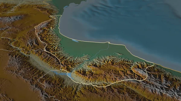 Zoom Gilan Província Irã Delineado Perspectiva Óbvia Mapa Topográfico Relevo — Fotografia de Stock