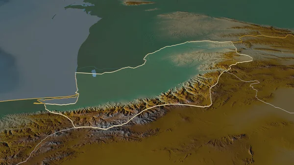 Powiększ Golestan Prowincja Iran Przedstawione Perspektywa Ukośna Mapa Pomocy Topograficznej — Zdjęcie stockowe
