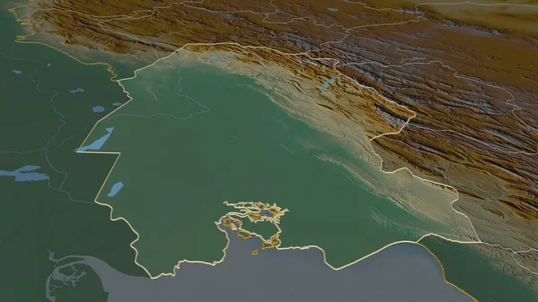 Увеличь Хузестан Провинция Иран Непристойная Перспектива Карта Рельефа Поверхностными Водами — стоковое фото