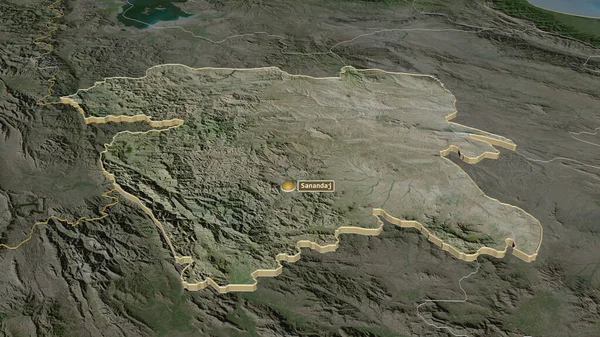 Zoom Kordestan Província Irã Extrudido Perspectiva Óbvia Imagens Satélite Renderização — Fotografia de Stock