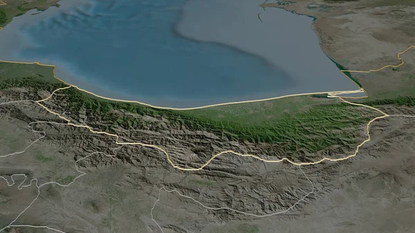 Збільшення Масштабу Мазандарані Провінція Іран Неймовірна Перспектива Супутникові Знімки Візуалізація — стокове фото