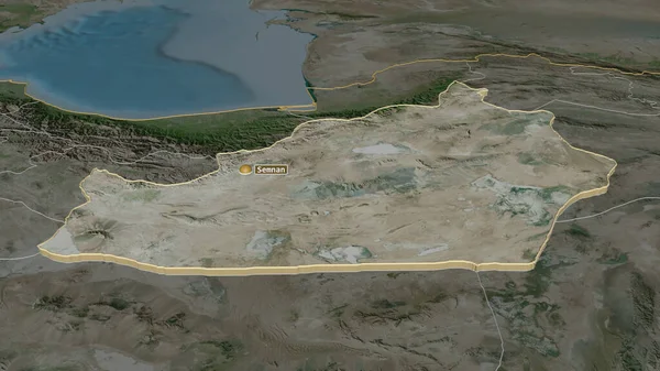 Inzoomen Semnan Provincie Iran Geëxtrudeerd Obliek Perspectief Satellietbeelden Weergave — Stockfoto