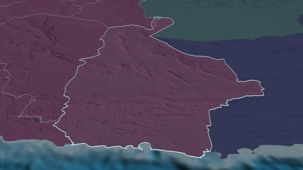 Ampliar Sistan Baluchestan Provincia Irán Delineado Perspectiva Oblicua Mapa Coloreado — Foto de Stock