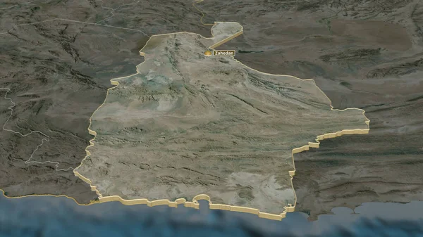 Ampliar Sistan Baluchestan Provincia Irán Extruido Perspectiva Oblicua Imágenes Satélite — Foto de Stock