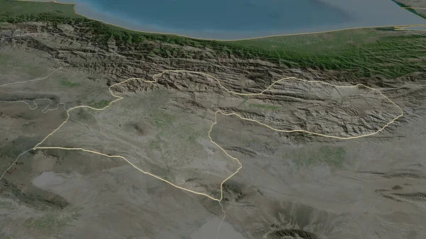 概述了德黑兰 伊朗省 的情况 斜的角度 卫星图像 3D渲染 — 图库照片