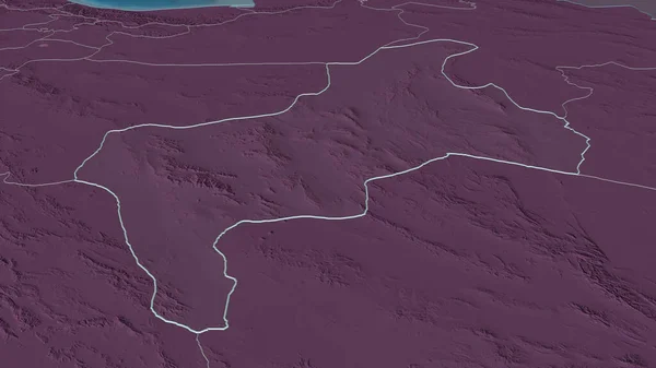 Zoom Yazd Provincia Dell Iran Delineato Prospettiva Obliqua Mappa Colorata — Foto Stock