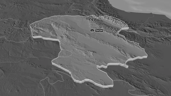 Zoom Zanjan Provincia Dell Iran Estruso Prospettiva Obliqua Mappa Elevazione — Foto Stock