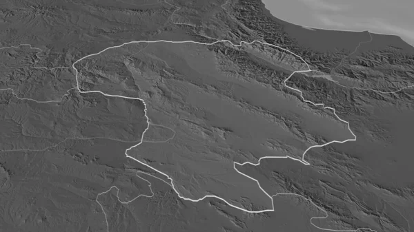 Ampliar Zanjan Provincia Irán Esbozado Perspectiva Oblicua Mapa Elevación Bilevel — Foto de Stock