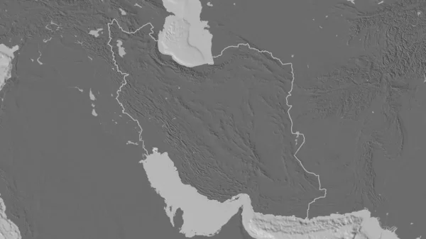 Forma Delineada Zona Irán Mapa Elevación Bilevel Con Aguas Superficiales — Foto de Stock