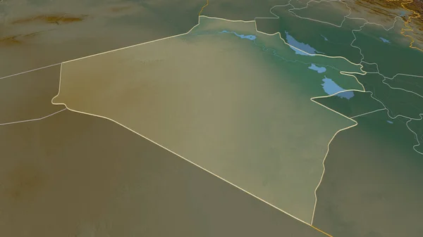 Zoom Anbar Provincia Dell Iraq Delineato Prospettiva Obliqua Mappa Topografica — Foto Stock