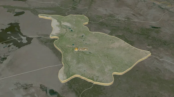 Zoom Babil Província Iraque Extrudido Perspectiva Óbvia Imagens Satélite Renderização — Fotografia de Stock