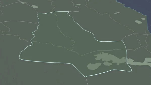 Zoom Dhi Qar Provincia Dell Iraq Delineato Prospettiva Obliqua Mappa — Foto Stock