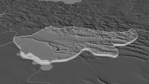 Dihok イラクの州 でズームは押出 嘘の見方だ 地表水と二階の標高マップ 3Dレンダリング — ストック写真