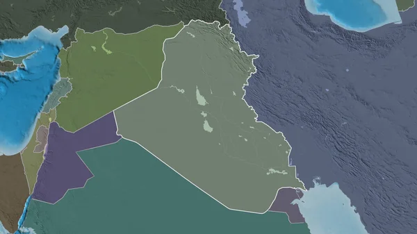 이라크 지역의 색깔이 울퉁불퉁 구역의 지도는 지표수로 있었습니다 렌더링 — 스톡 사진