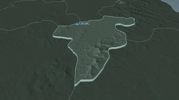 Zoom Carlow Contea Irlanda Estruso Prospettiva Obliqua Mappa Colorata Urtata — Foto Stock