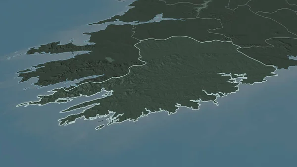 Přiblížit Cork Hrabství Irsko Nastínil Úhlová Perspektiva Barevná Hrbolatá Mapa — Stock fotografie