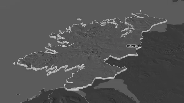 Zoom Sur Donegal Comté Irlande Extrudé Perspective Oblique Carte Altitude — Photo