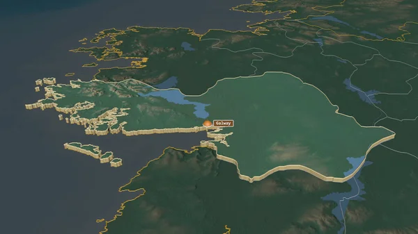 Přiblížit Galway Hrabství Irsko Vytlačil Úhlová Perspektiva Topografická Reliéfní Mapa — Stock fotografie