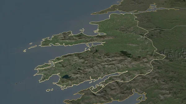 Ampliar Kerry Condado Irlanda Esbozado Perspectiva Oblicua Imágenes Satélite Renderizado — Foto de Stock