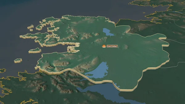 Zooma Mayo Grevskapet Irland Svagt Perspektiv Topografisk Reliefkarta Med Ytvatten — Stockfoto