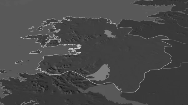 Zbliżenie Mayo Hrabstwo Irlandia Zarysowane Perspektywa Ukośna Dwupoziomowa Mapa Wysokości — Zdjęcie stockowe