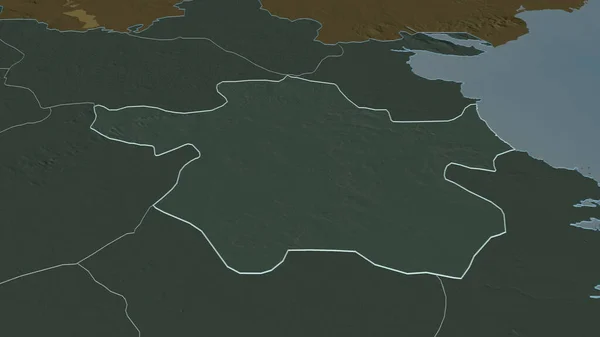 Zoom Meath Contea Irlanda Delineato Prospettiva Obliqua Mappa Colorata Urtata — Foto Stock