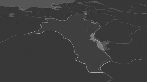 Zoom Auf Roscommon Grafschaft Irland Umrissen Schräge Perspektive Karte Der — Stockfoto