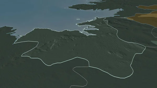 スライゴ アイルランドの郡 でズームアウト概要 嘘の見方だ 水面と行政区画の色と衝突した地図 3Dレンダリング — ストック写真