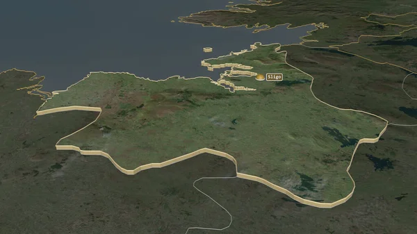 Inzoomen Sligo Graafschap Ierland Geëxtrudeerd Obliek Perspectief Satellietbeelden Weergave — Stockfoto