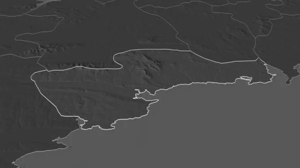 Zoom Waterford Contea Irlanda Delineato Prospettiva Obliqua Mappa Elevazione Bilivello — Foto Stock