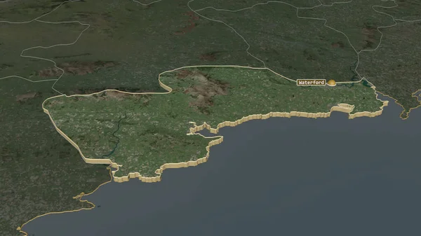 Přiblížit Waterford Hrabství Irsko Vytlačil Úhlová Perspektiva Satelitní Snímky Vykreslování — Stock fotografie