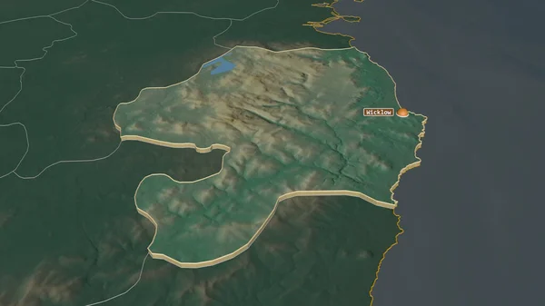 Ampliar Wicklow Condado Irlanda Extruido Perspectiva Oblicua Mapa Topográfico Relieve — Foto de Stock