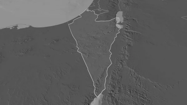 Zoom Hadarom District Israel Outlined Oblique Perspective Bilevel Elevation Map — Stock Photo, Image
