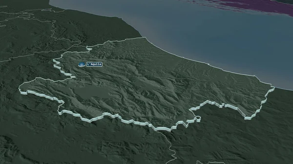 Ampliar Abruzzo Región Italia Extruido Perspectiva Oblicua Mapa Coloreado Tocado — Foto de Stock