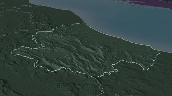 Inzoomen Abruzzo Regio Van Italië Geschetst Obliek Perspectief Gekleurde Hobbelige — Stockfoto