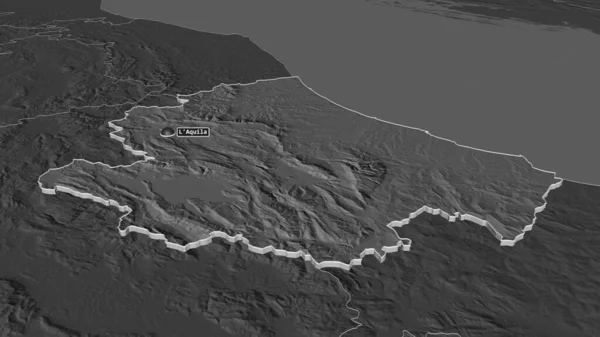 Zoom Abruzzo Regione Italia Estruso Prospettiva Obliqua Mappa Elevazione Bilivello — Foto Stock